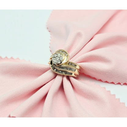 10K Two Tone Gold Baguette & Round Diamond Ring