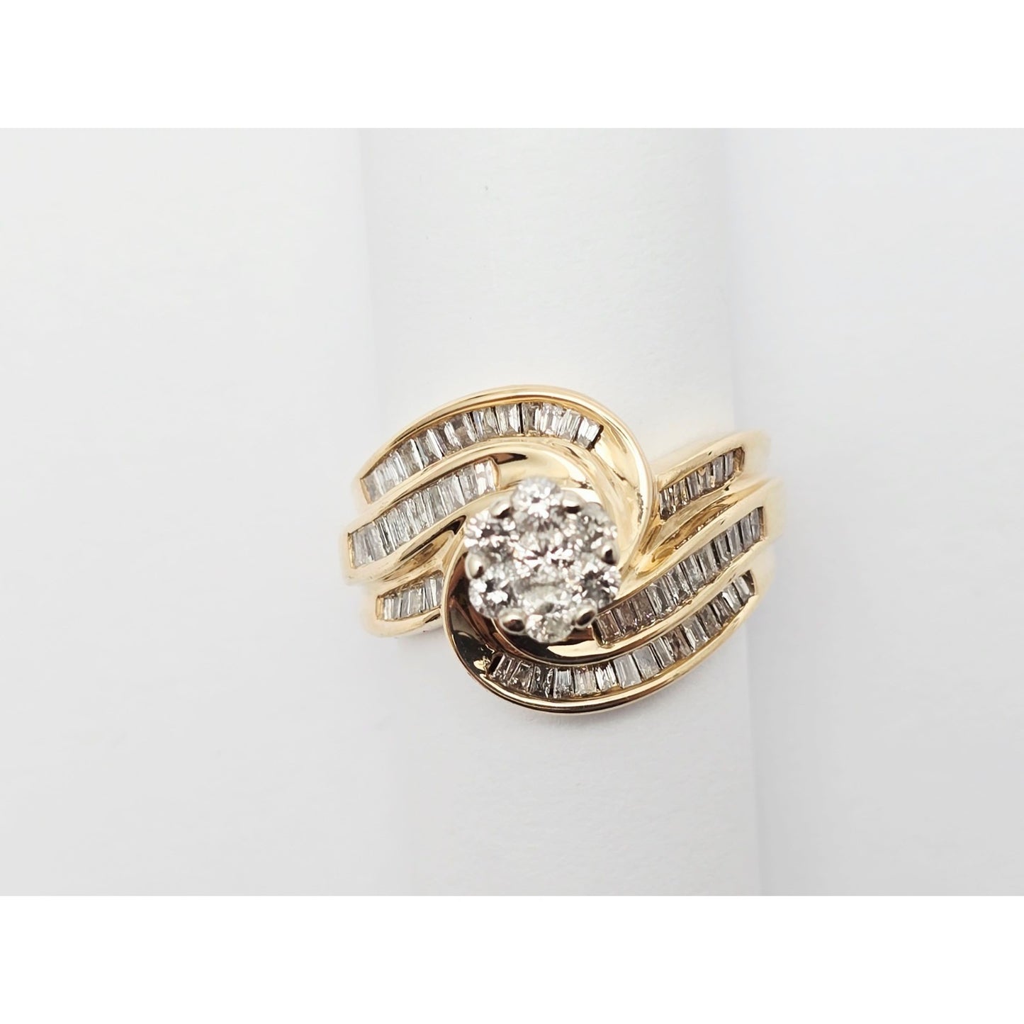 10K Two Tone Gold Baguette & Round Diamond Ring