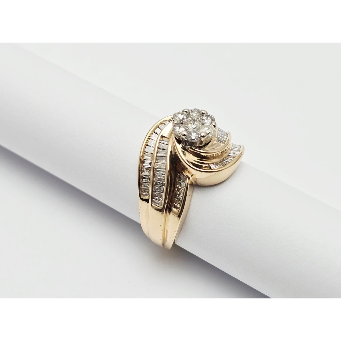 10K Two Tone Gold Baguette & Round Diamond Ring