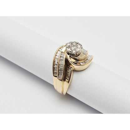 10K Two Tone Gold Baguette & Round Diamond Ring