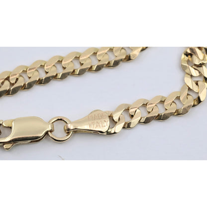 14K Yellow Gold Cuban Link Chain Bracelet