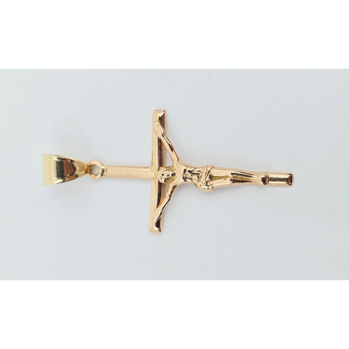 14K Rose Gold Jesus on Cross Charm Pendant
