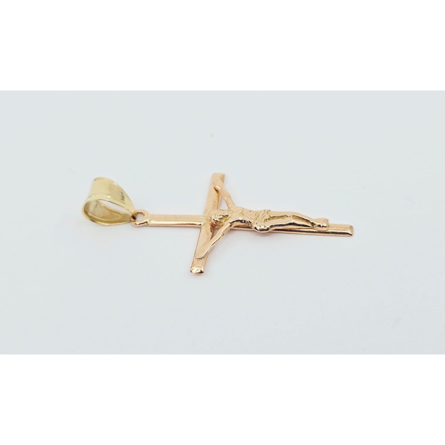 14K Rose Gold Jesus on Cross Charm Pendant