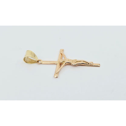 14K Rose Gold Jesus on Cross Charm Pendant