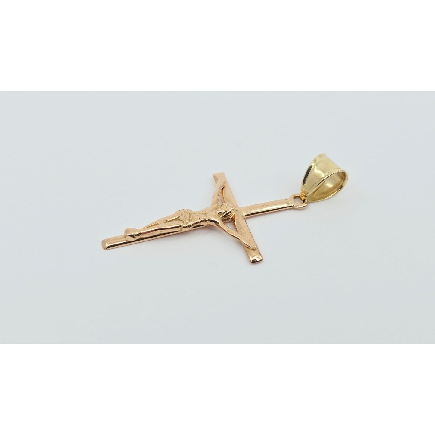14K Rose Gold Jesus on Cross Charm Pendant