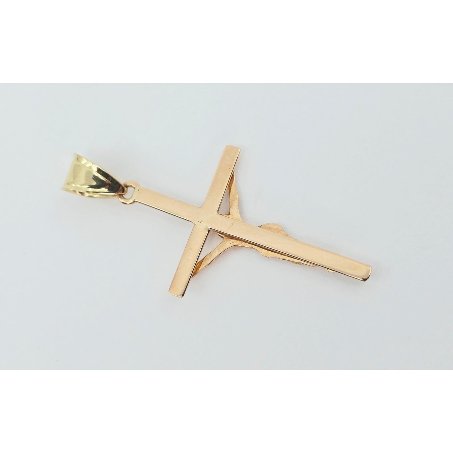 14K Rose Gold Jesus on Cross Charm Pendant