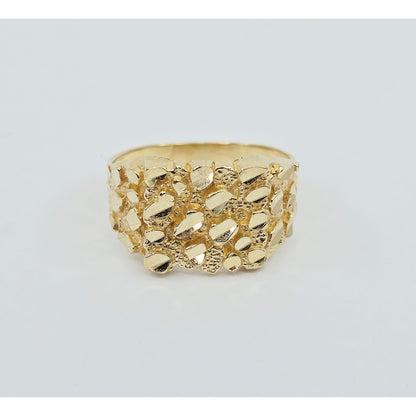 10K Yellow Gold Diamond Cut Nugget Ring