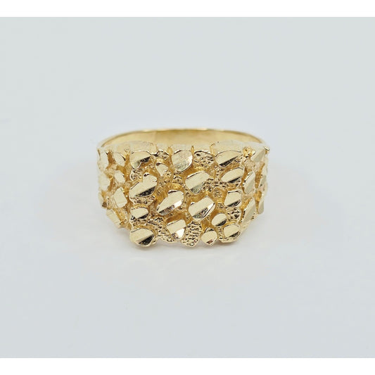 10K Yellow Gold Diamond Cut Nugget Ring