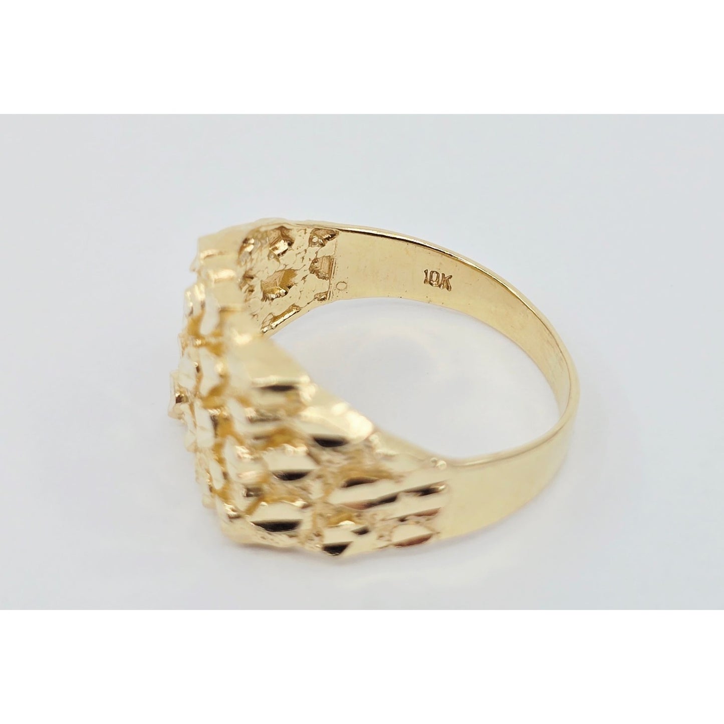 10K Yellow Gold Diamond Cut Nugget Ring