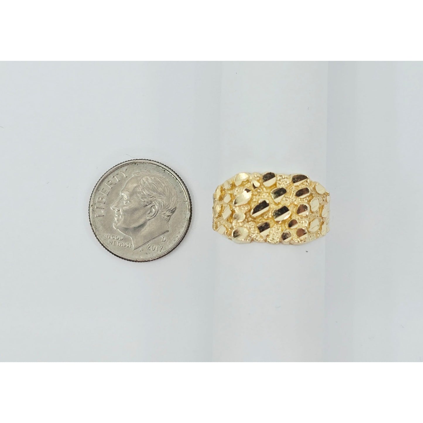 10K Yellow Gold Diamond Cut Nugget Ring