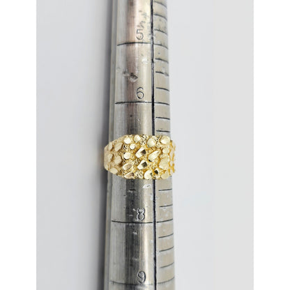 10K Yellow Gold Diamond Cut Nugget Ring