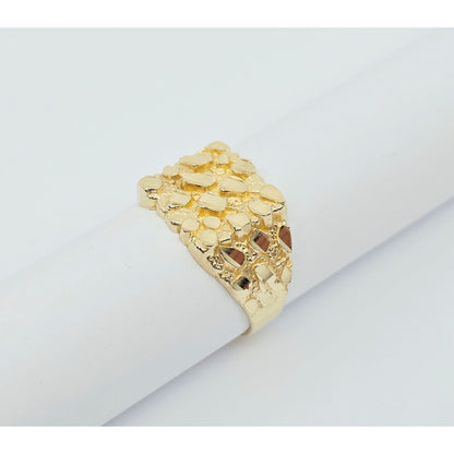 10K Yellow Gold Diamond Cut Nugget Ring