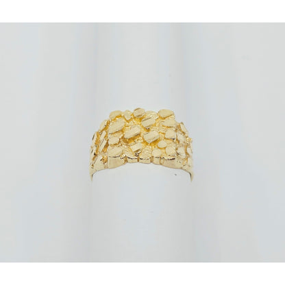 10K Yellow Gold Diamond Cut Nugget Ring