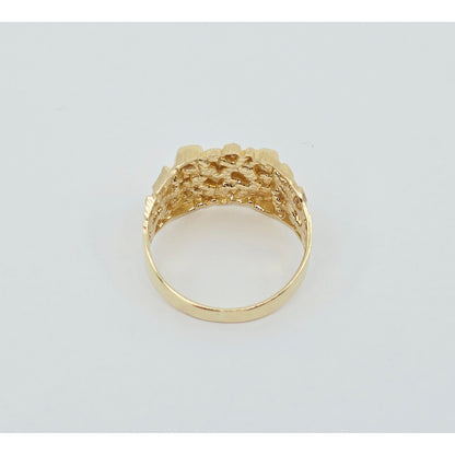 10K Yellow Gold Diamond Cut Nugget Ring