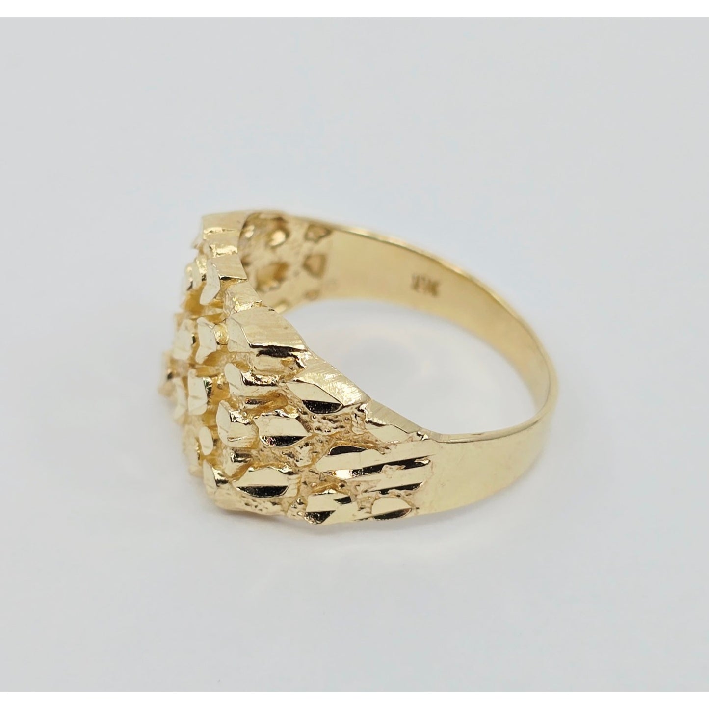 10K Yellow Gold Diamond Cut Nugget Ring
