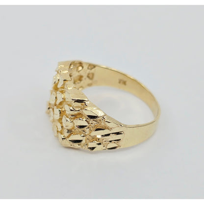 10K Yellow Gold Diamond Cut Nugget Ring