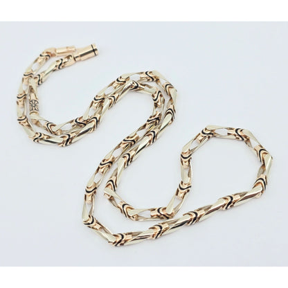14K Two Tone Gold Custom Enamel Link Chain Necklace