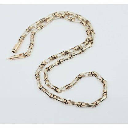 14K Two Tone Gold Custom Enamel Link Chain Necklace