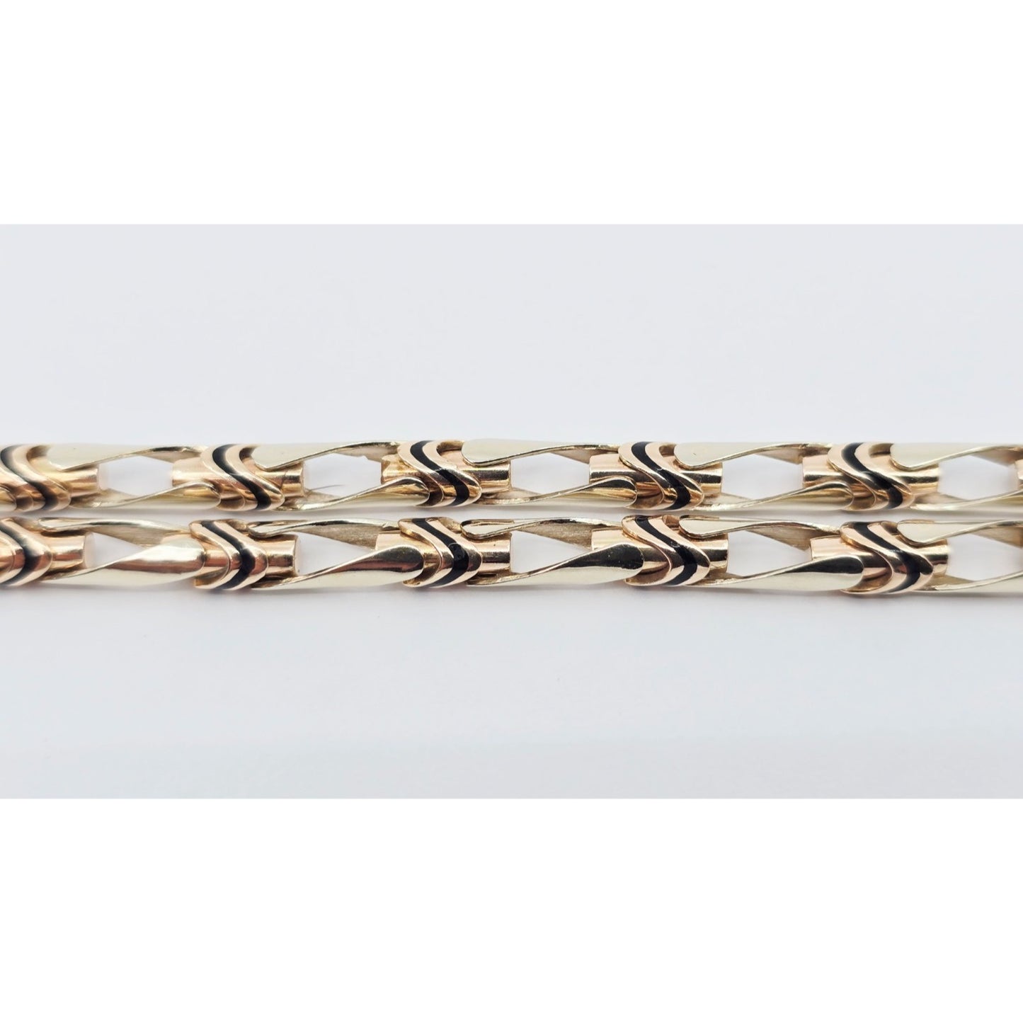 14K Two Tone Gold Custom Enamel Link Chain Necklace