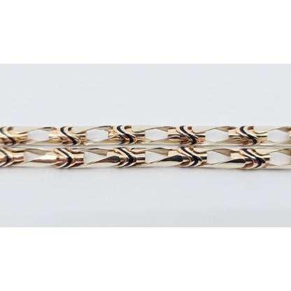 14K Two Tone Gold Custom Enamel Link Chain Necklace