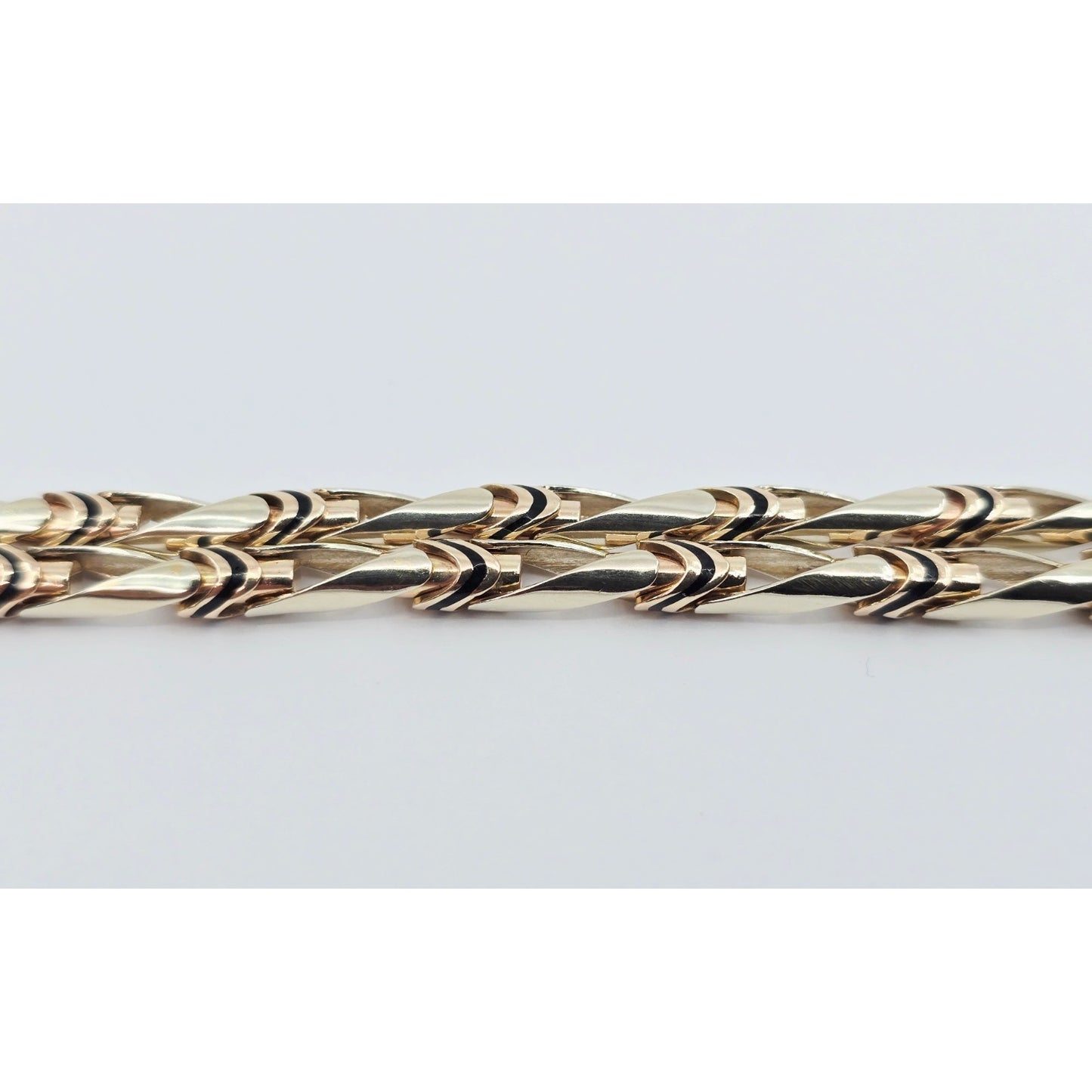 14K Two Tone Gold Custom Enamel Link Chain Necklace