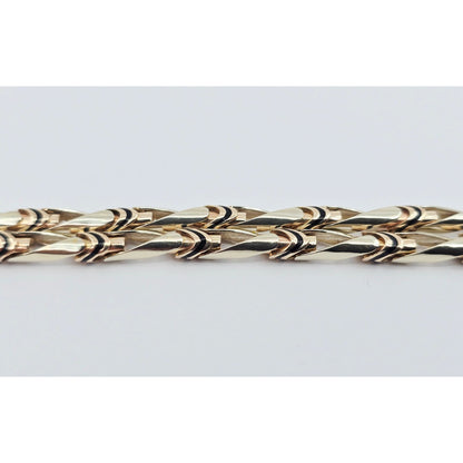 14K Two Tone Gold Custom Enamel Link Chain Necklace