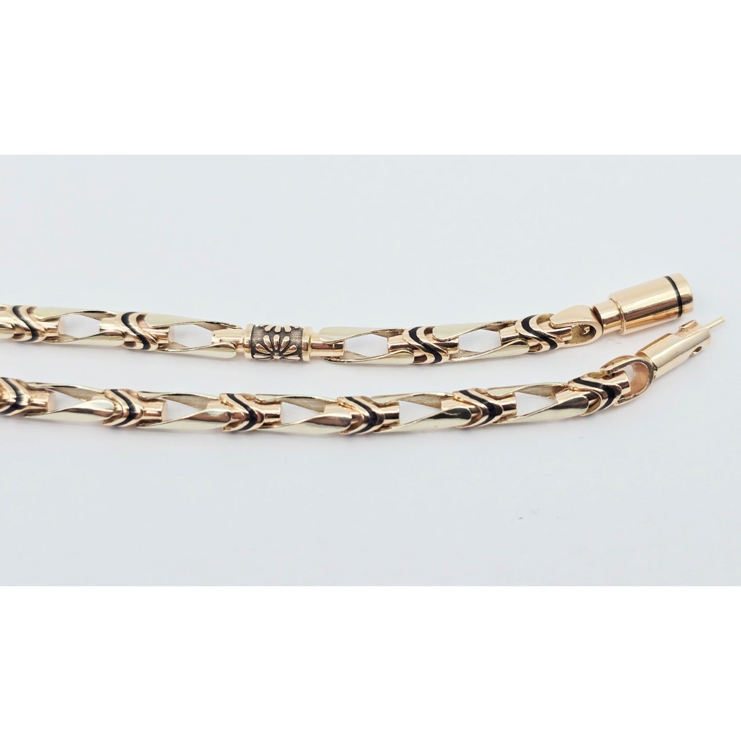14K Two Tone Gold Custom Enamel Link Chain Necklace