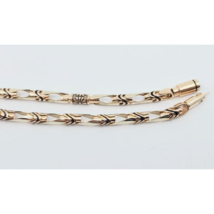 14K Two Tone Gold Custom Enamel Link Chain Necklace