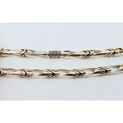14K Two Tone Gold Custom Enamel Link Chain Necklace
