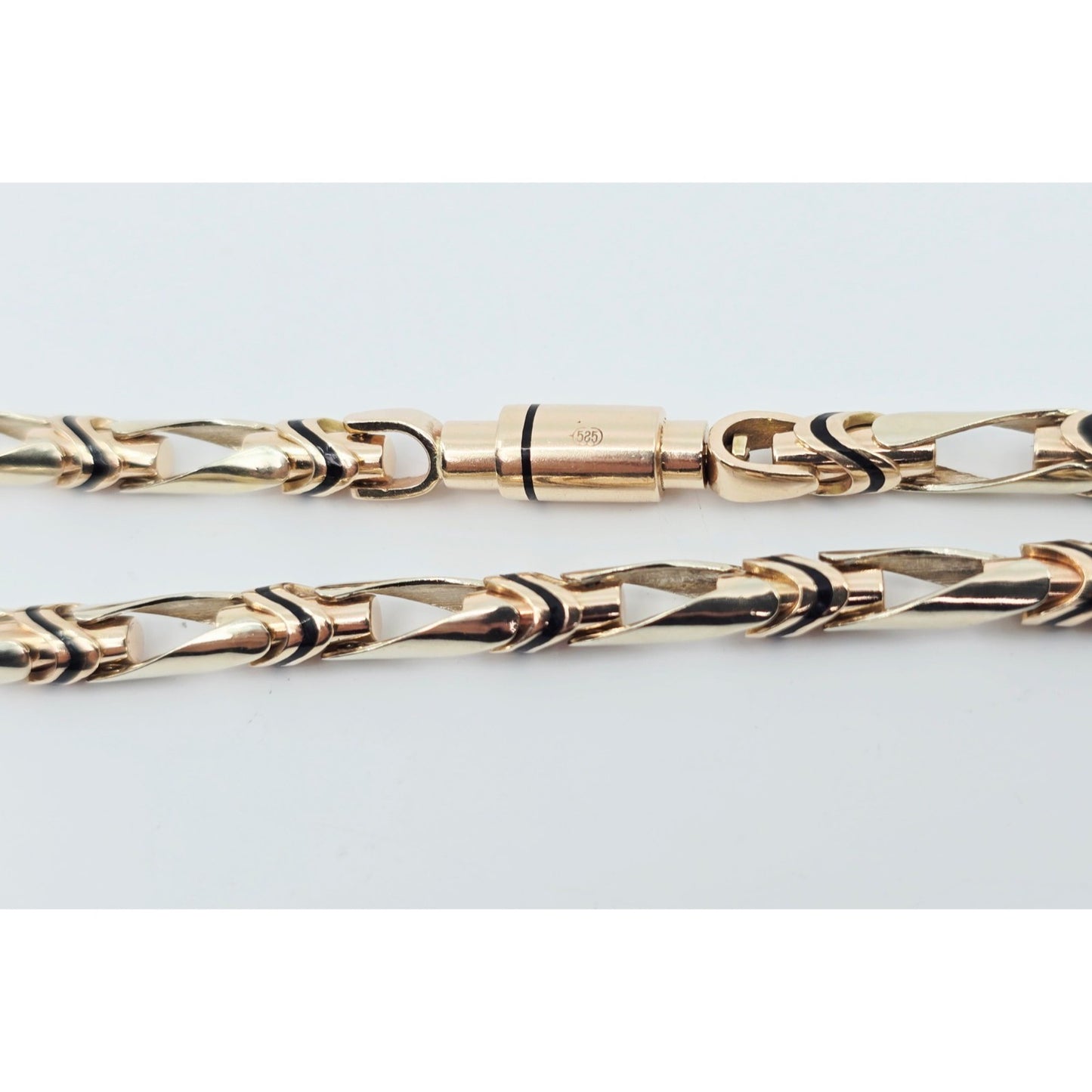 14K Two Tone Gold Custom Enamel Link Chain Necklace