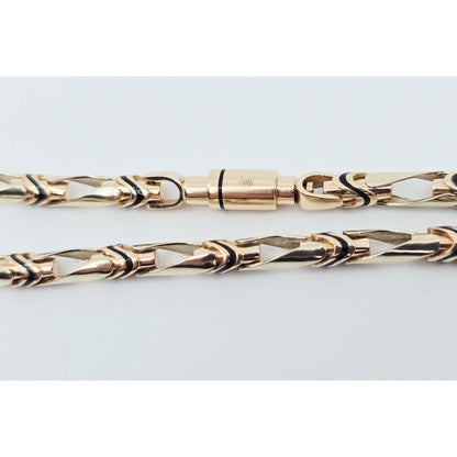 14K Two Tone Gold Custom Enamel Link Chain Necklace