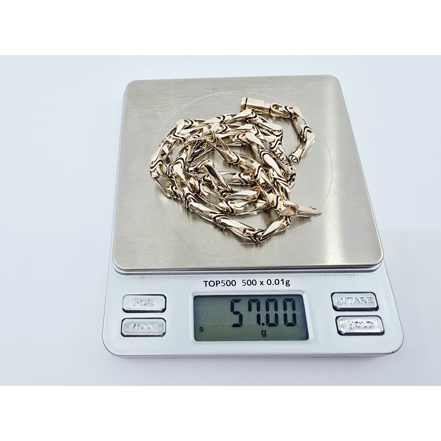 14K Two Tone Gold Custom Enamel Link Chain Necklace