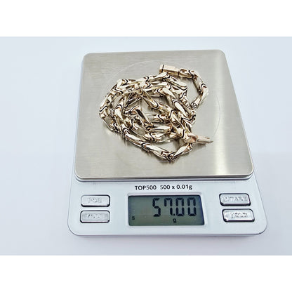 14K Two Tone Gold Custom Enamel Link Chain Necklace