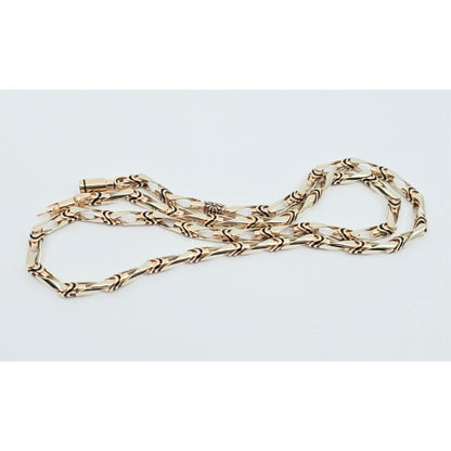 14K Two Tone Gold Custom Enamel Link Chain Necklace