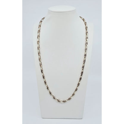 14K Two Tone Gold Custom Enamel Link Chain Necklace