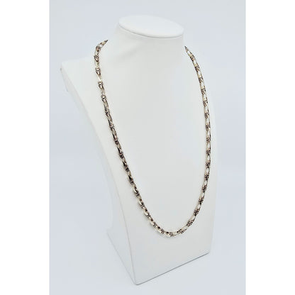 14K Two Tone Gold Custom Enamel Link Chain Necklace