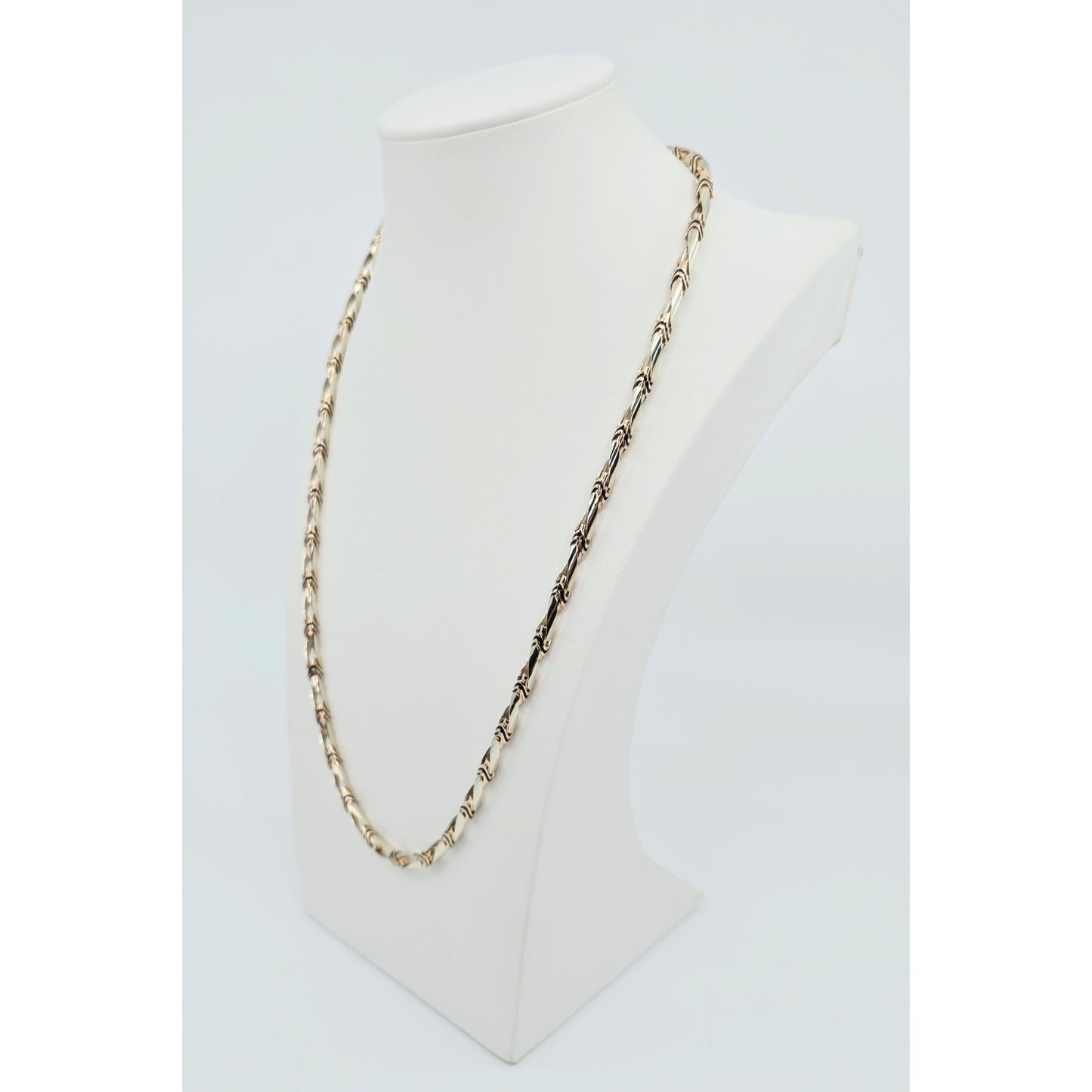14K Two Tone Gold Custom Enamel Link Chain Necklace