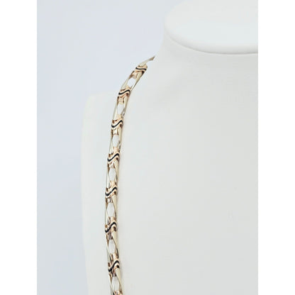 14K Two Tone Gold Custom Enamel Link Chain Necklace