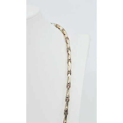 14K Two Tone Gold Custom Enamel Link Chain Necklace