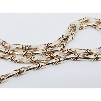 14K Two Tone Gold Custom Enamel Link Chain Necklace