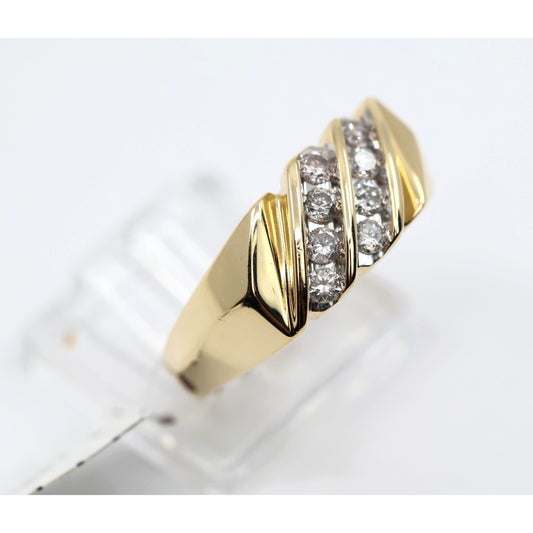 14K Yellow Gold Mens Diamond Cluster Ring