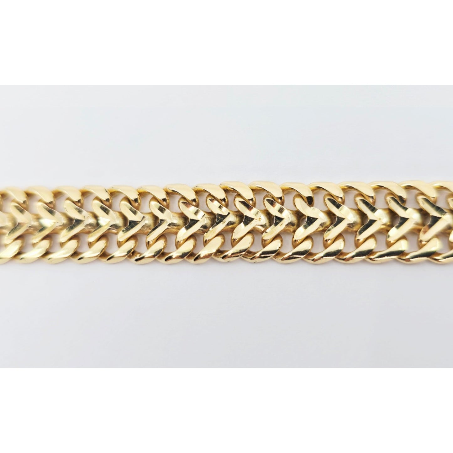 14K Yellow Gold Diamond Cut Wide Link Chain Bracelet