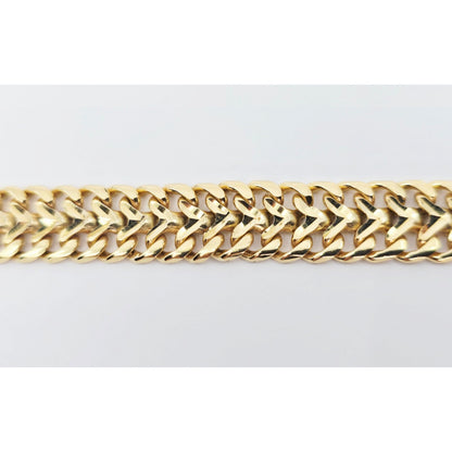 14K Yellow Gold Diamond Cut Wide Link Chain Bracelet
