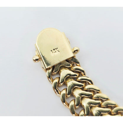 14K Yellow Gold Diamond Cut Wide Link Chain Bracelet