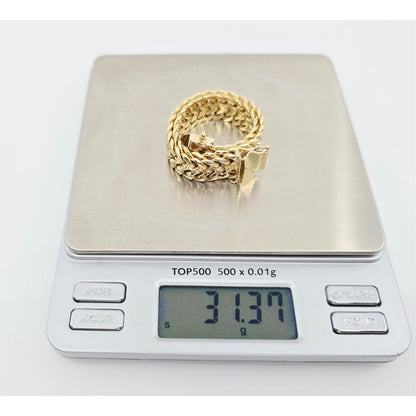 14K Yellow Gold Diamond Cut Wide Link Chain Bracelet