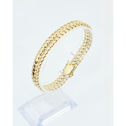 14K Yellow Gold Diamond Cut Wide Link Chain Bracelet