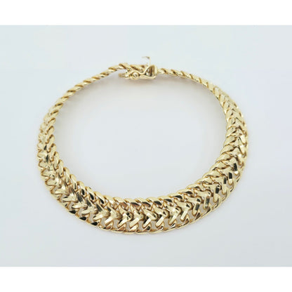 14K Yellow Gold Diamond Cut Wide Link Chain Bracelet