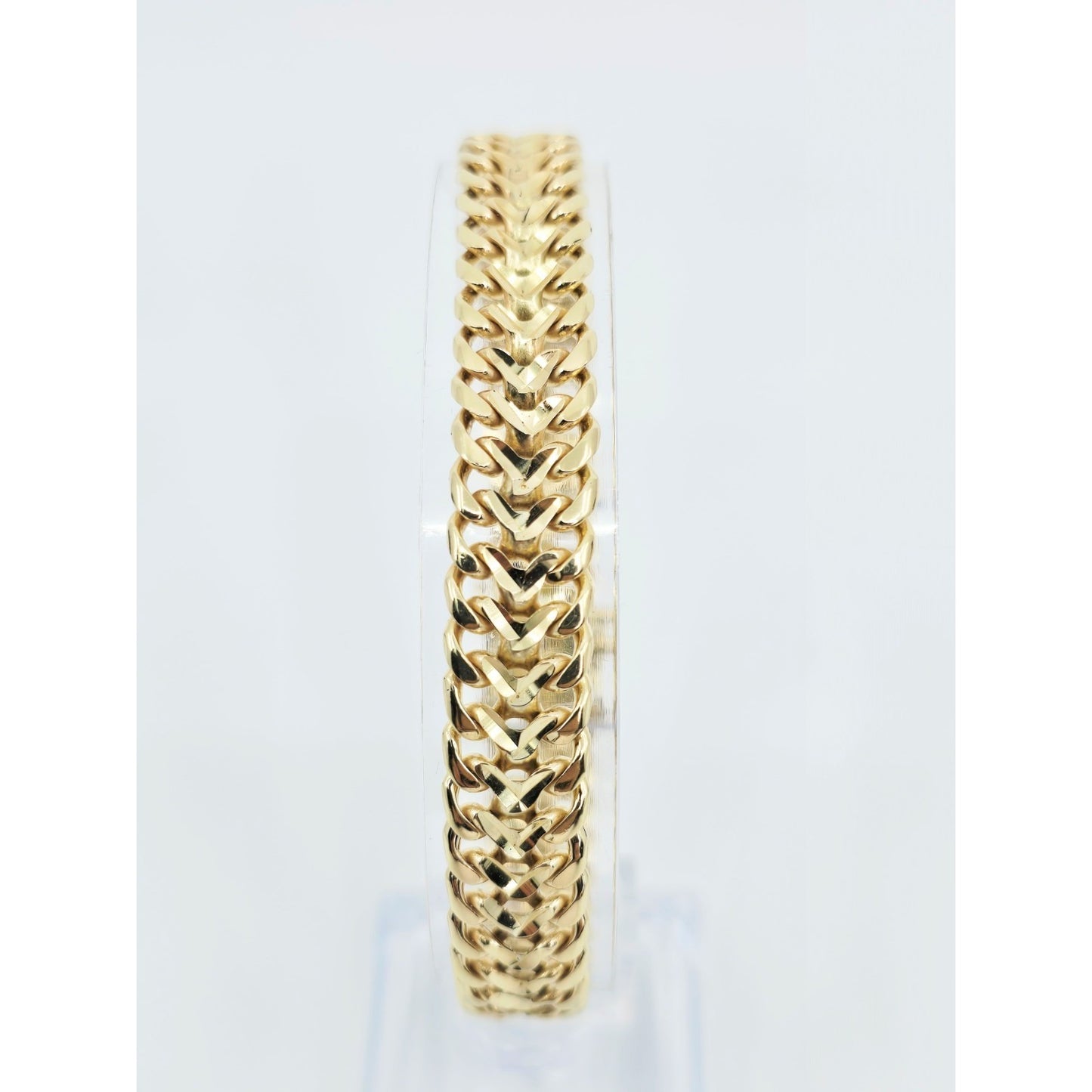 14K Yellow Gold Diamond Cut Wide Link Chain Bracelet