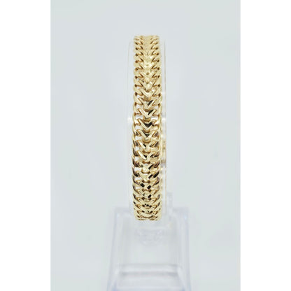 14K Yellow Gold Diamond Cut Wide Link Chain Bracelet