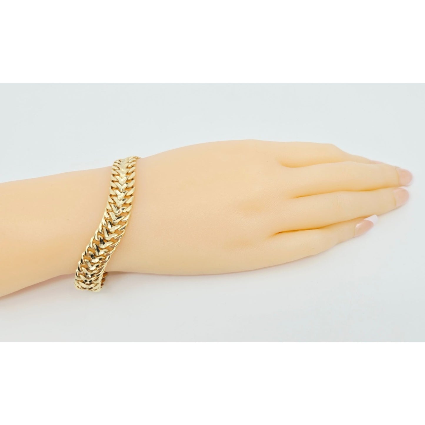 14K Yellow Gold Diamond Cut Wide Link Chain Bracelet